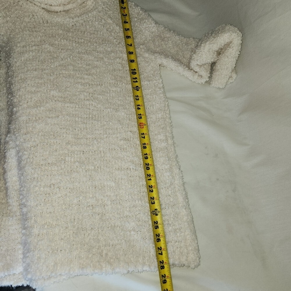 Pink Rose Cowl Neck Boucle Knit Cozy Sweatercream Color Womens Size L - Picture 4 of 6